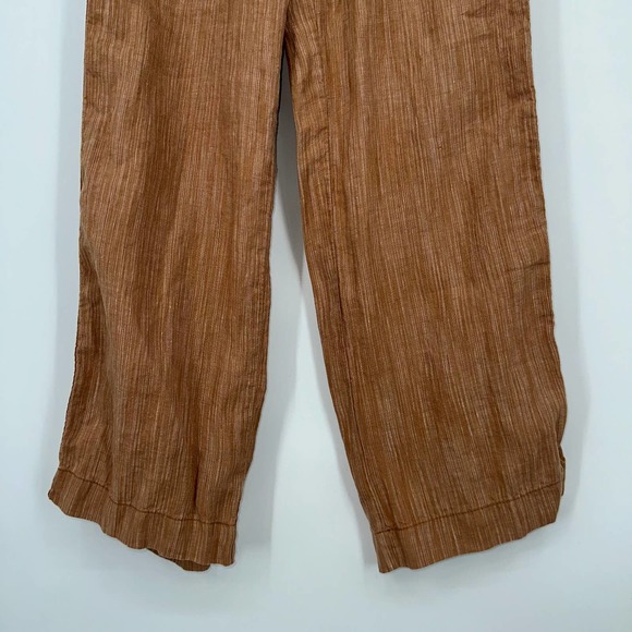 Athleta Cabo Linen Textured Wide Leg Pants Rain Dance Seina Beige - Picture 8 of 15